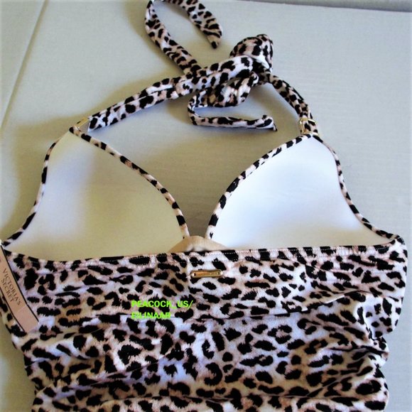 Victoria Secret Swim Push Up One Piece Swimsuit MEDIUM Padded Ruched Leopard - Picture 8 of 14
